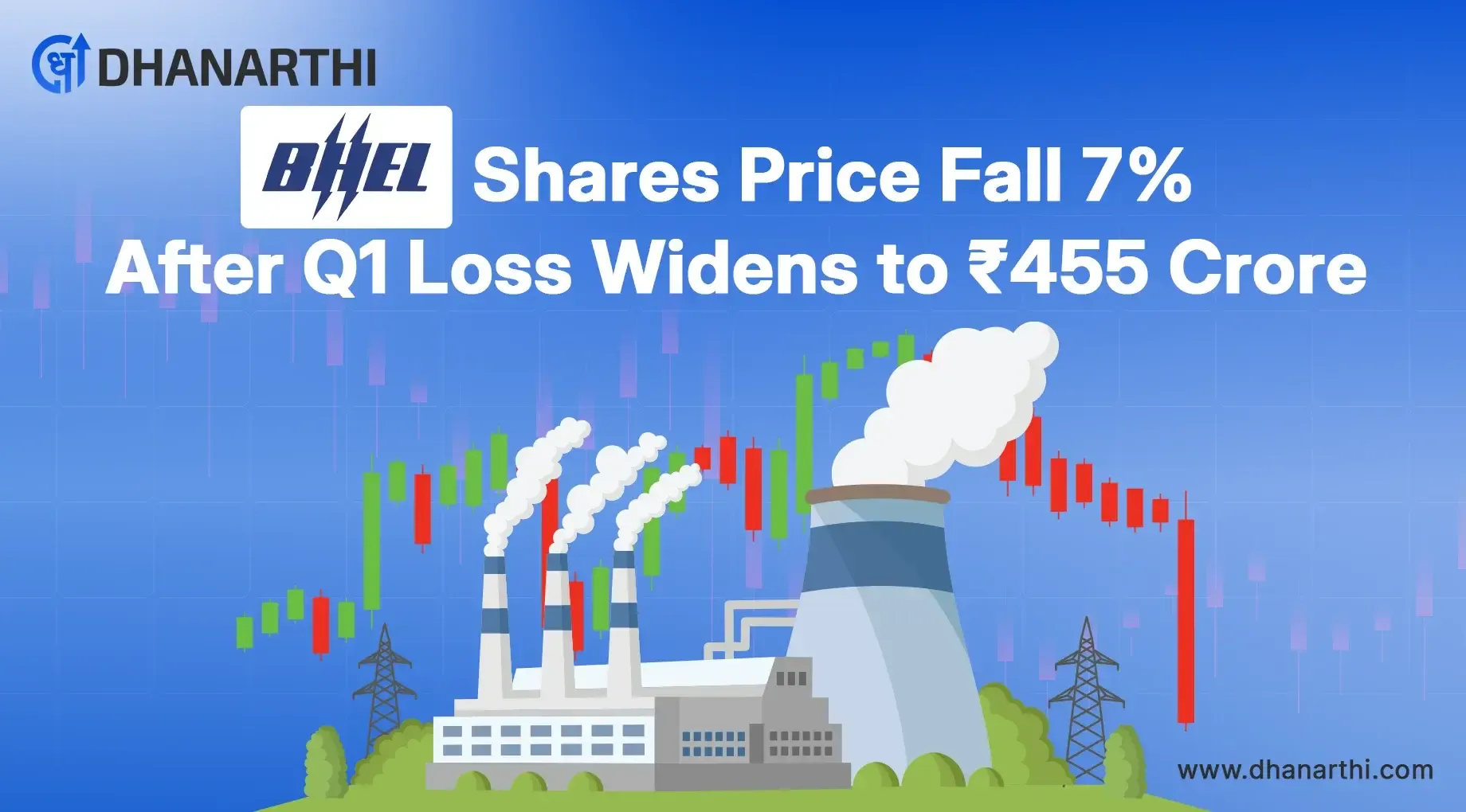 BHEL Shares Price Fall 7% After Q1 Loss Widens to ₹455 Crore