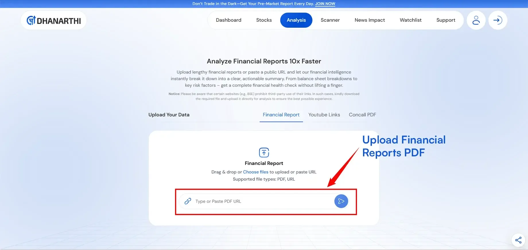 Upload Financial Reports PDF